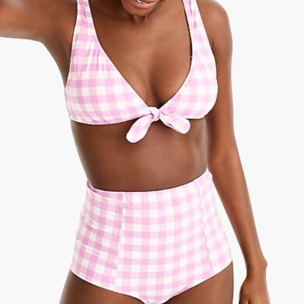 NWT High Rise Bottom Tie Front Scoop Back Bikini